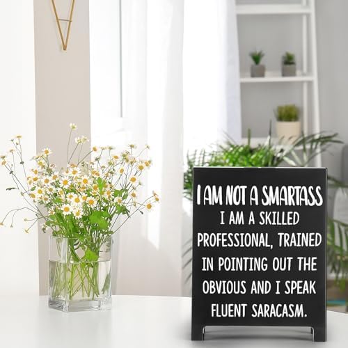 Funny Desk Sign with Sarcastic Quote and Office Decor