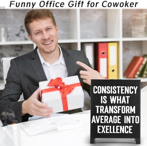 Motivational Desk Sign Consistency Transforms Average Into Excellence