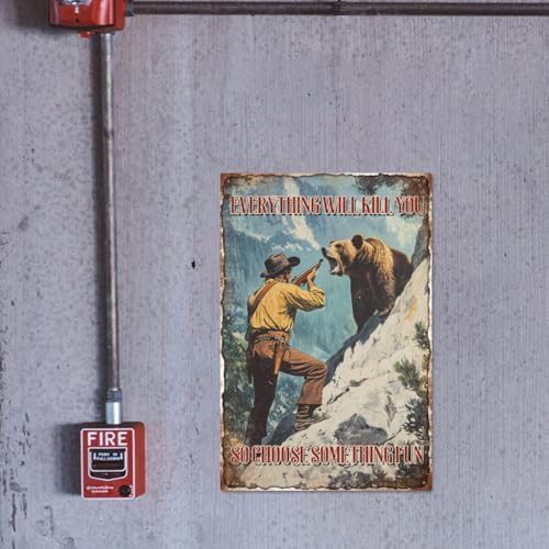 WADORN Bear Hunting Funny Metal Tin Sign 79x118 Inch