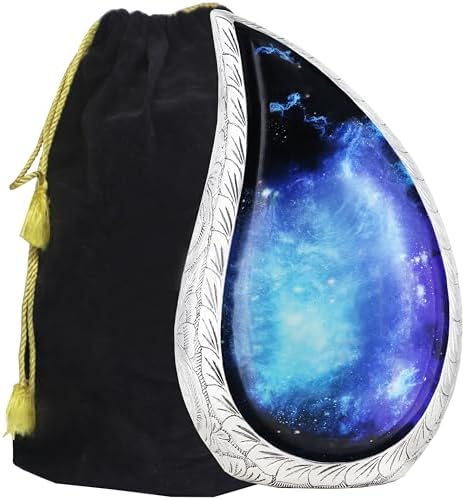 M Meilin Xu Cremation Urn Cosmic Galaxy Black Blue Teardrop Design Adult Size
