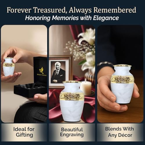 Solace Forever Small Urn for Human Ashes - White Small