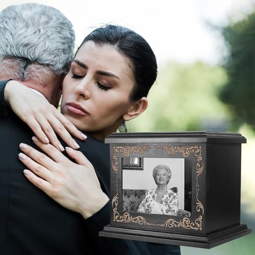 Wooden Cremation Urn with Photo Frame for Human Ashes 1