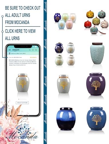 Medium Ceramic Urn for Human Ashes with Tree of Life Design