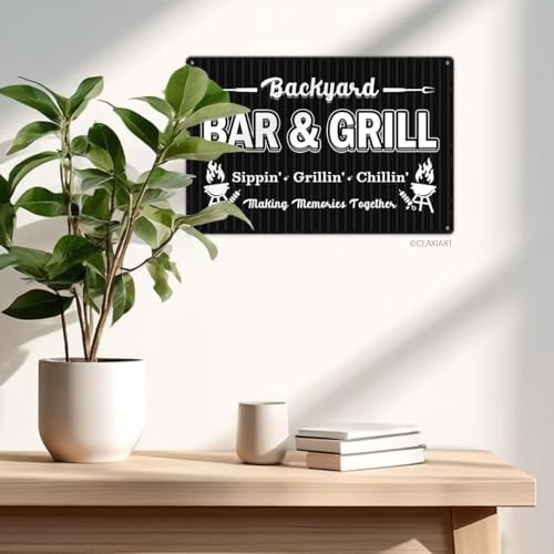 Backyard Bar And Grill Tin Sign Funny Art Poster Wall Decor