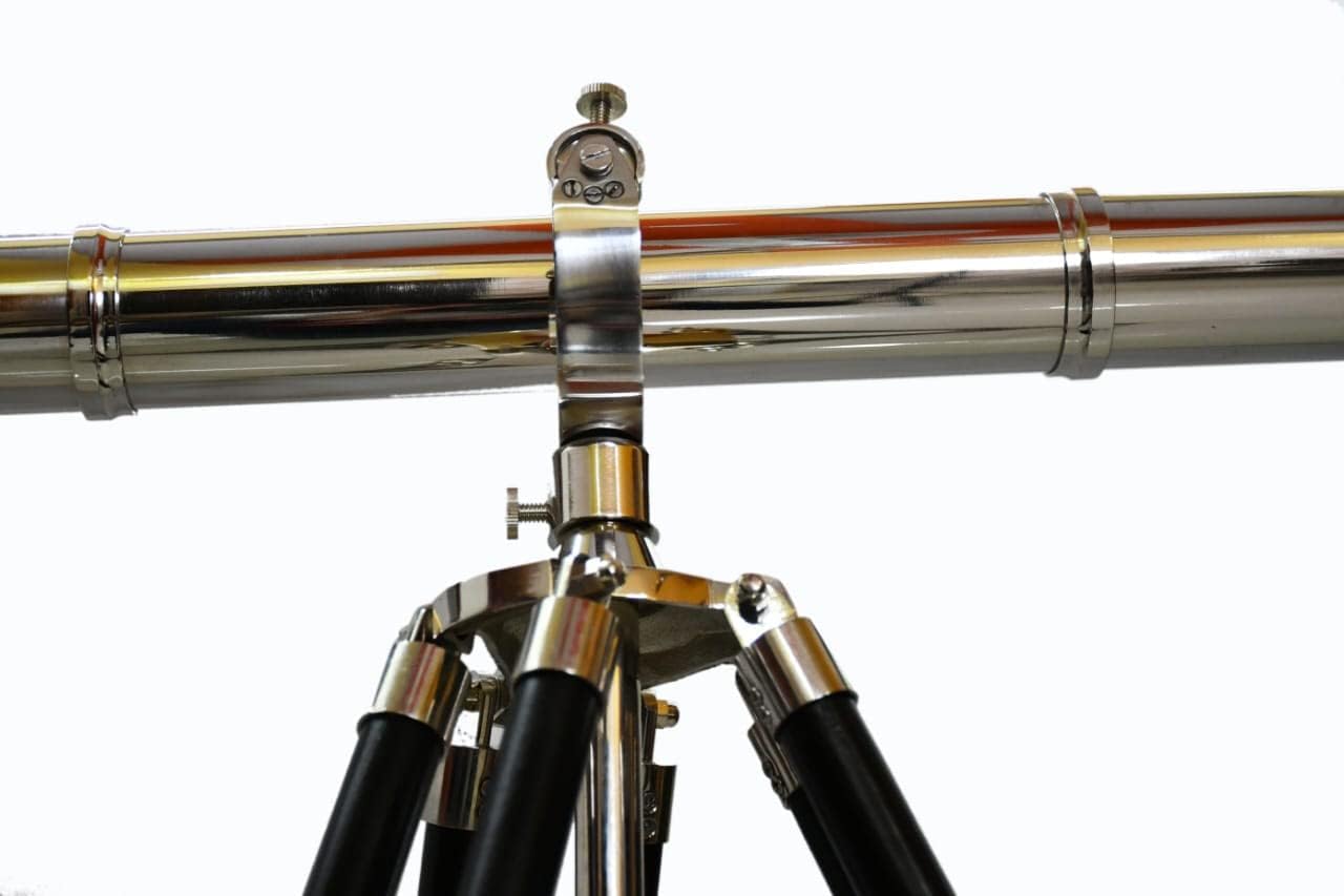 Vintage Single Barrel Brass Telescope on Tripod Stand