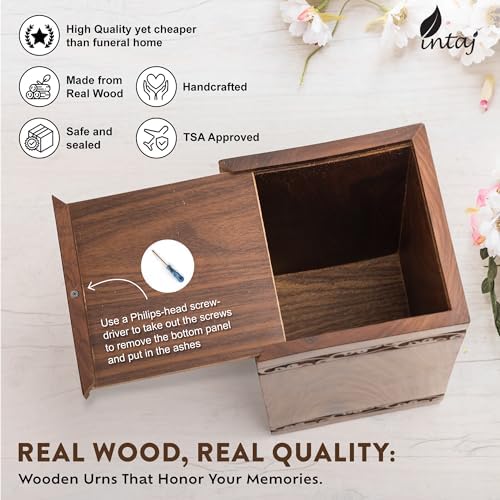 INTAJ Handcarved Wooden Cremation Urn - Tree of Life Design 250 lbs Capacity