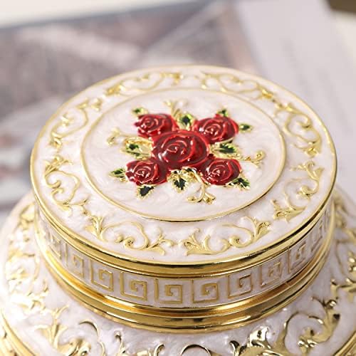 Medium Urn for Human Ashes - Rose Design Cremation Urn for Women Mom - Holds 70 Cubic Inches of Ashes - Gold-Red Color