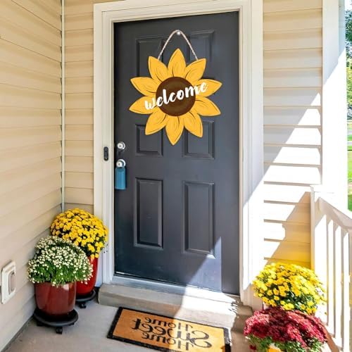 Sunflower Door Hanger Wooden Welcome Sign for Front Door Farmhouse Decor