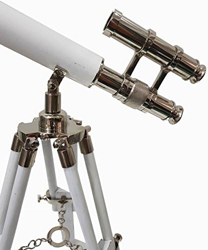 White Leather Nautical Telescope Decor