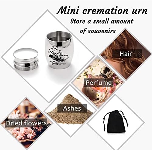 Mini Cremation Urns Set of 6 - Feather Seagull Pattern Stainless Steel Keepsake Ashes Holders