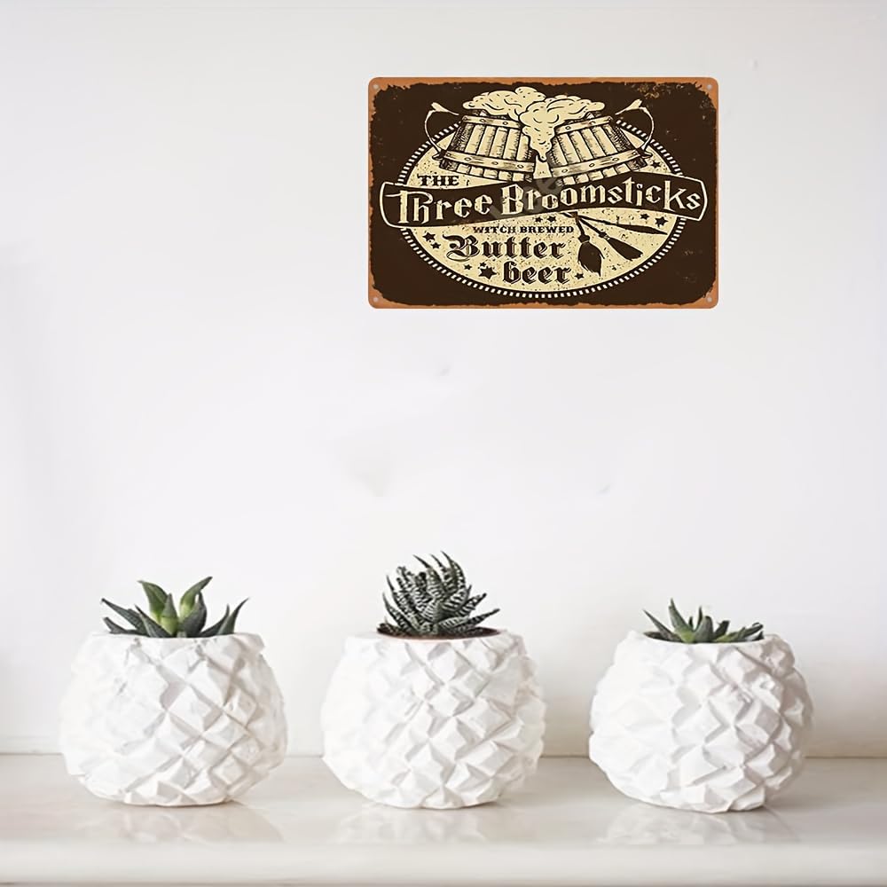 The Three Broomsticks Vintage Metal Tin Sign Durable Hanging Decor