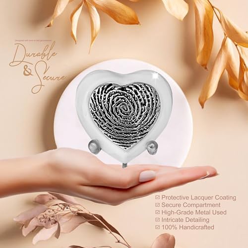 Heart Keepsake Cremation Urn Handcrafted Brass Mini Urn with Gold Stand and Velvet Box