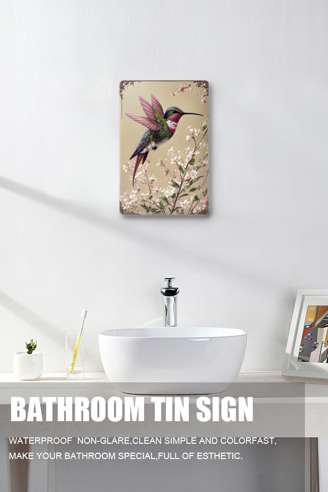 Zomyto Hummingbird Tin Sign - Vintage Floral Decor