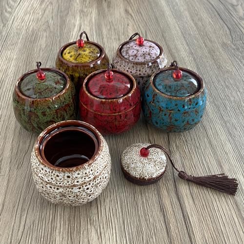 Set of 6 Small Ceramic Urns for Human Ashes and Pet Remains
