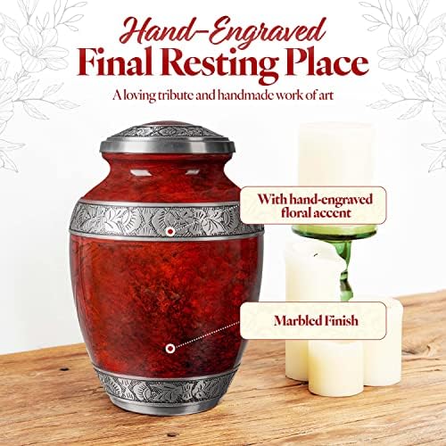 GSM Brands Cremation Urn for Adult Ashes - Large Red Aluminum