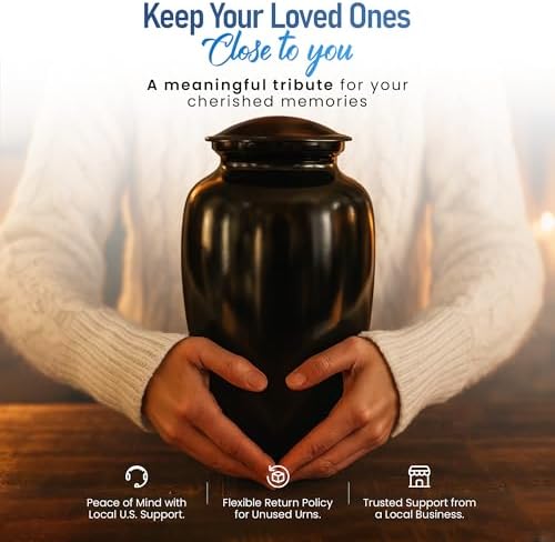 Modern Memorials Cremation Urn Large 200 Cubic Inches Black