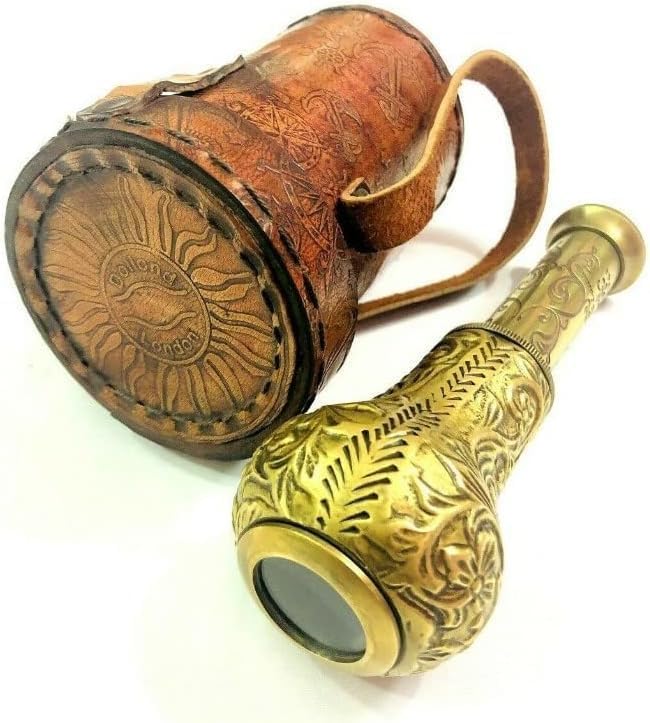Brass Nautical Spyglass with Leather Telescope Vintage Decor Collectible Gift