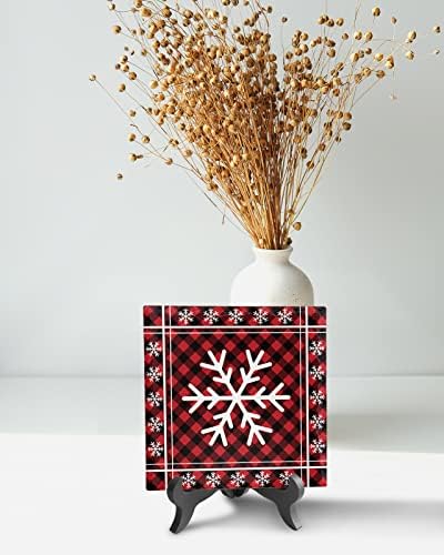 Christmas Snowflake Decorative Desk Plaque with Wooden Stand