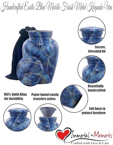 Marble Finish Mini Cremation Urn for Human or Pet Ashes