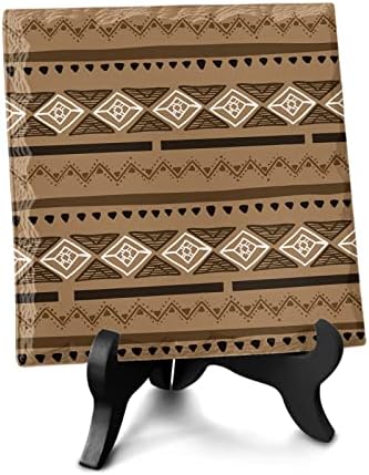 Brown Boho Desk Decorative Plaque with Wooden Stand