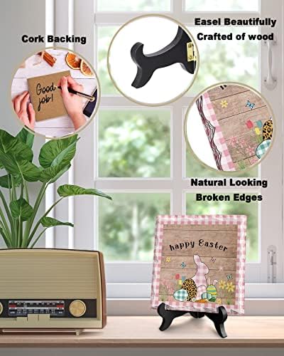 Easter Bunny Decorative Desk Plaque with Wooden Stand