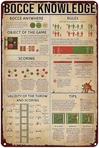 Bocce Ball Rules Metal Tin Sign Wall Art Decor