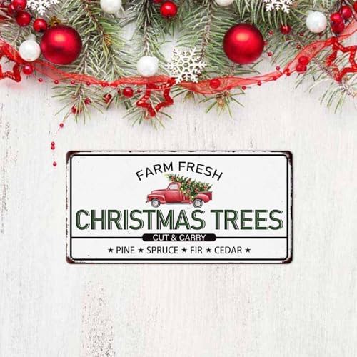Farm Fresh Christmas Trees Tin Sign for Home Decor