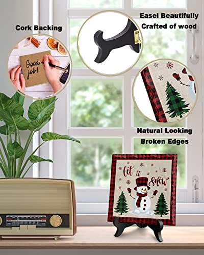 Christmas Desktop Plaque with Wooden Stand