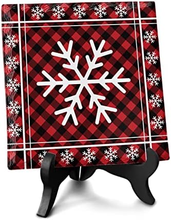 Christmas Snowflake Decorative Desk Plaque with Wooden Stand