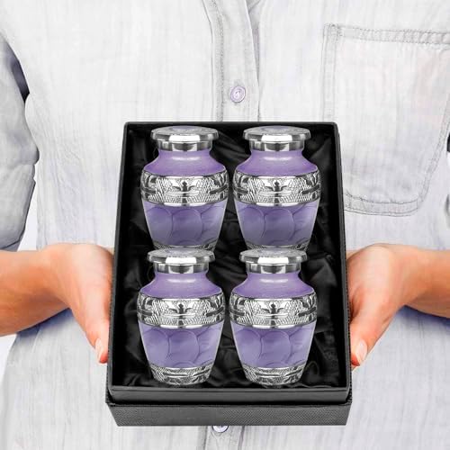 Trupoint Memorials Purple Mini Cremation Urn Set of 4
