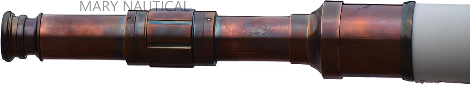 Vintage Antique Brass Telescope with Wooden Tripod Stand