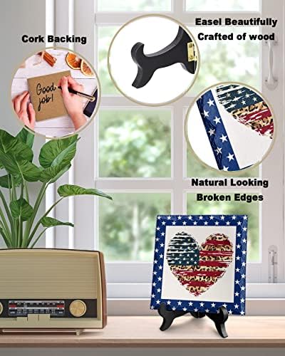 USA Flag Decorative Desk Plaque with Wooden Stand