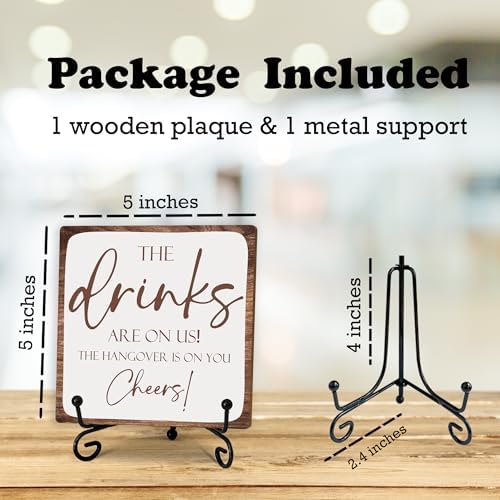Bar Signs For Home Bar Decorations 5 Inch Wooden Plaque With Iron Support