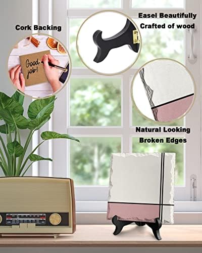 Farmhouse Pink Ceramic Desk Decor with Wooden Stand