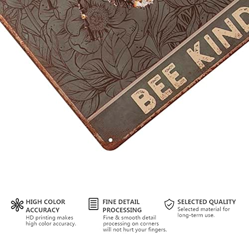 Retro Floral Art Tin Sign Be Kind Metal Plaque 8x12 Inch Wall Decor