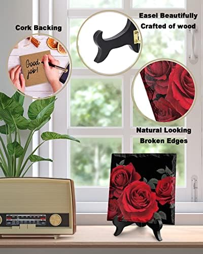 Close-Up Rose Desk Decorative Plaque with Stand