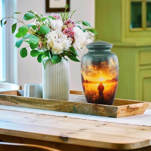 Fishing Cremation Urn For Adult Ashes Handmade Velvet Bag Urn 200 Cubic Inch