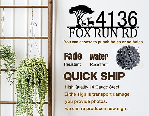 Custom Outdoor Address Sign with Tree and Deer Design