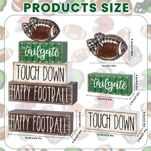 4Pcs Football Wooden Block Sign Fall Decor