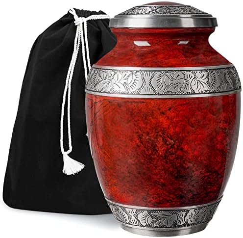GSM Brands Cremation Urn for Adult Ashes - Large Red Aluminum