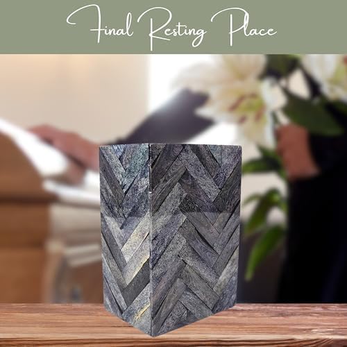 Gray Comet Decorative Urn with Chevron Design 70 Cubic Inch Capacity Memorial Keepsake for Adult Men Women