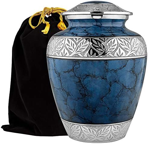 Trupoint Memorials Cremation Urn Dark Blue with Silver Lining