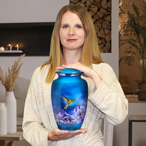 Trupoint Memorials Cremation Urn - Blue Hummingbird Large
