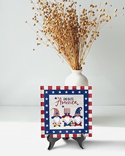 USA Flag Wooden Stand Desk Plaque Decor Sign