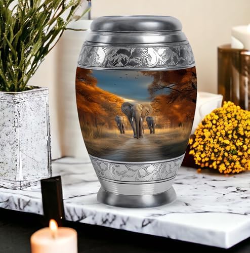 JAGSHASHI Elephant Keepsake Urn for Adult Ashes - 10 Inch 3 Inch Combo