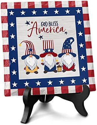 USA Flag Wooden Stand Desk Plaque Decor Sign