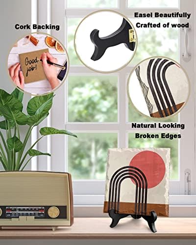 Wooden Stand Desk Plaque with Ceramic Design 1