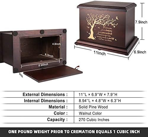 Cremation Memorial Urns for Human Ashes Large Capacity Wooden Box and Casket