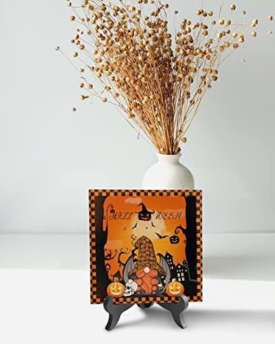 Halloween Decorative Plaque with Wooden Stand