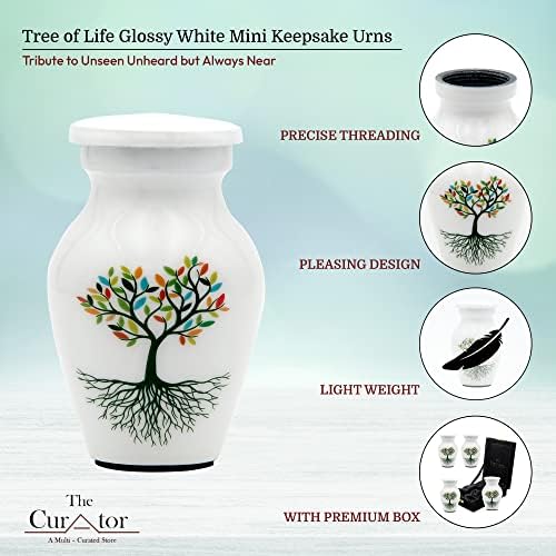 White Small Urn for Human Ashes - Set of 4 Decorative Urns